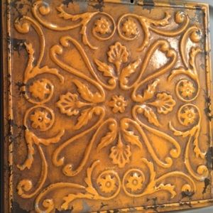 Mustard yellow wall tin 12”x12”